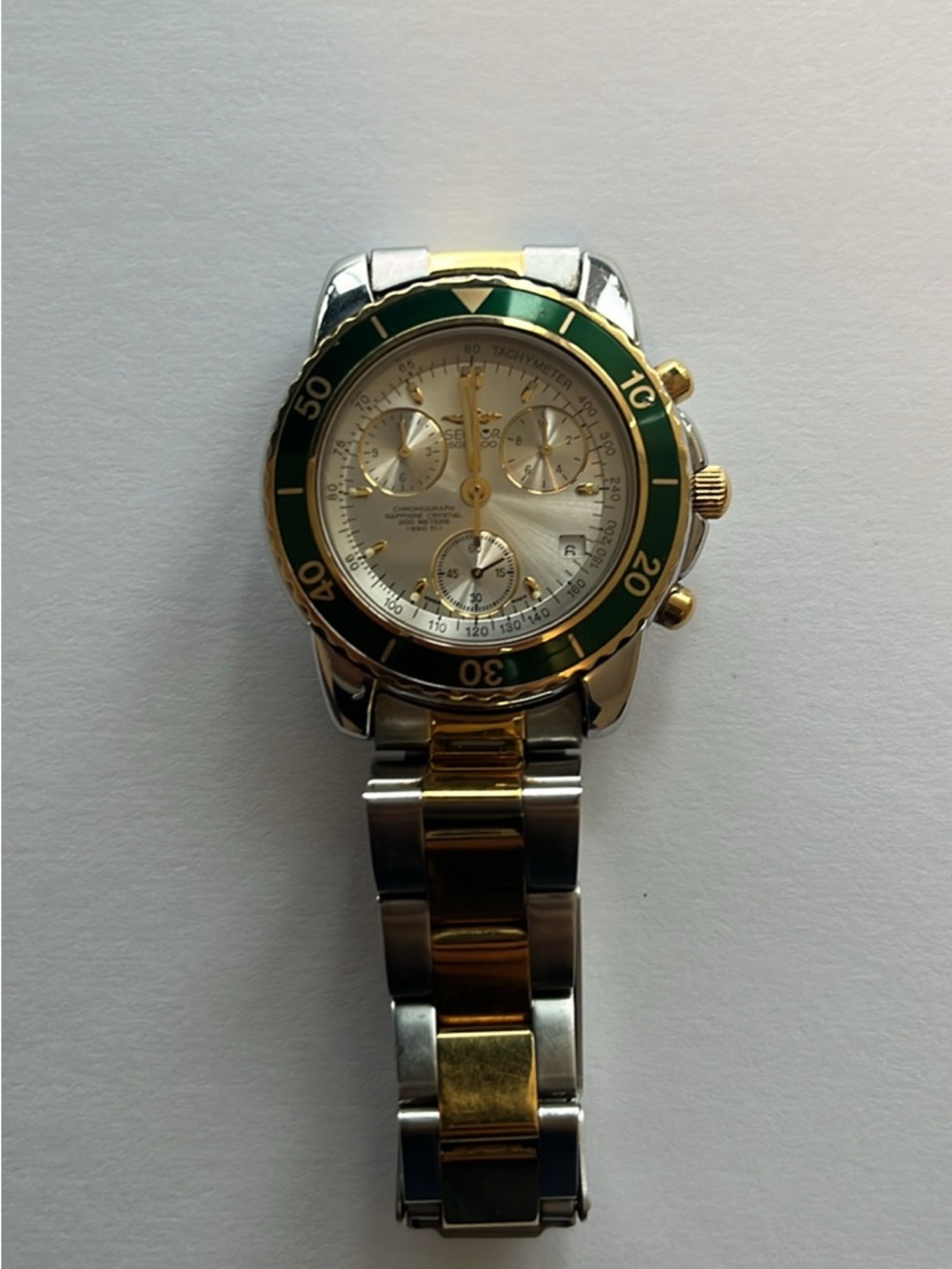 Vintage Sector SGE 500 Chronograph – Swiss Made – Green Bezel / Two-Tone